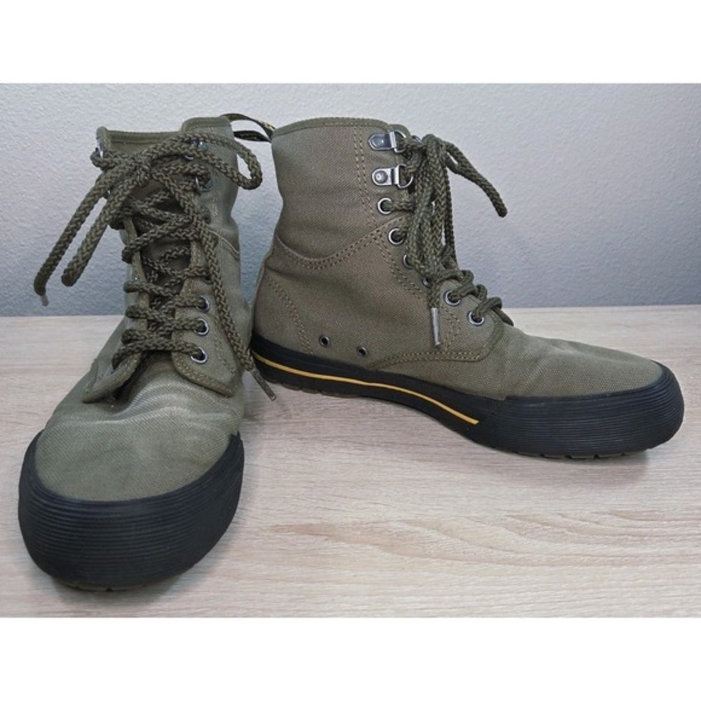 Dr. Martens Canvas Combat Boots Womens 7 Mens 6 Olive Green Lace Up Ankle